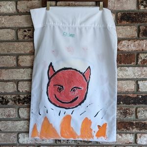 😇👿 Hand Painted Chloe Kids Angel Devil Emoji Pillowcase Trick or Treat Bag